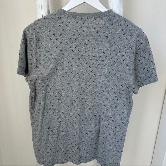 J. Crew Gray & Navy Short Sleeve Tee with Geometric Nautical Pattern Size Medium - Picture 2 of 9